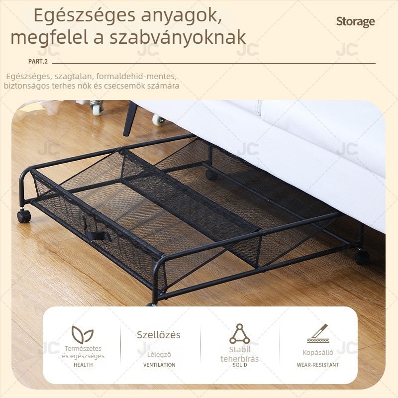 Testreszabott ágy alatti tároló hálós panellel és kerekekkel, egyszerű cipőállvány, többfunkciós tároló háziállatok játékaihoz