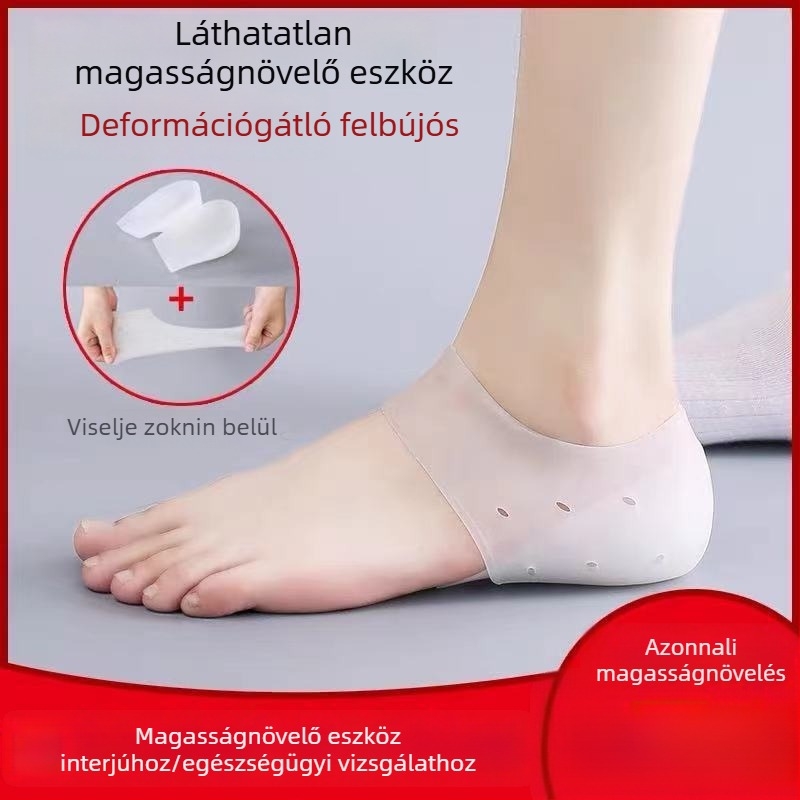 Láthatatlan szilikon belső talp nőknek és férfiaknak, nyári fél-talp 5 cm-es magasságnövelő, csúszásmentes és könnyű.