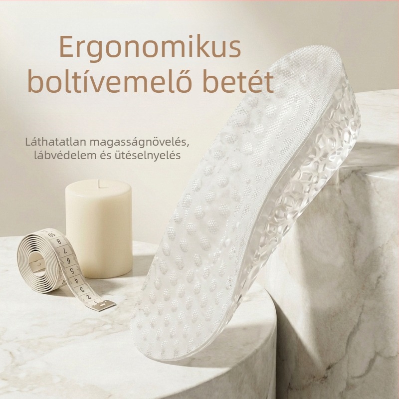 Női rejtett magasságnövelő talpbetét, láthatatlan, 2 cm vagy 1 cm vastagság, puha talp, ívtámogatás, GEL