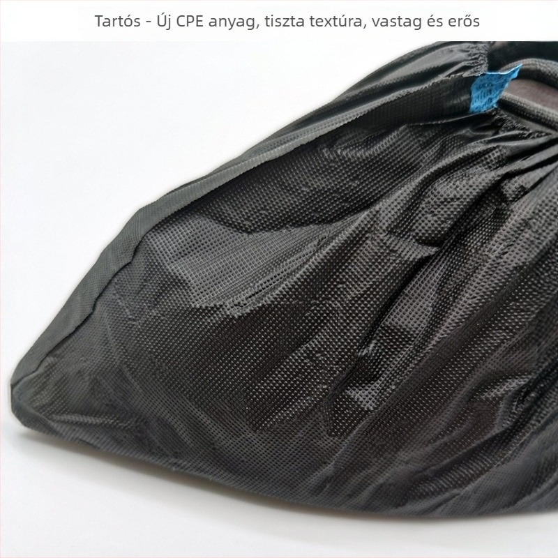 100 fekete CPE egyszer használatos cipővédő, vízálló, csúszásmentes, vastagított, beltéri használatra, diákok számára