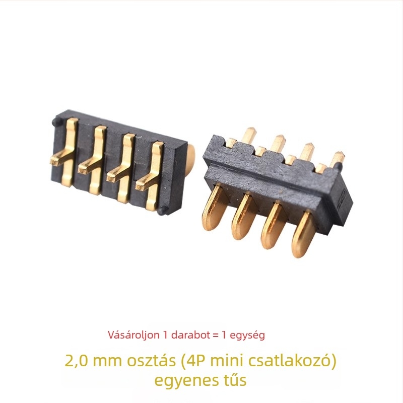 4P5P mini akkumulátor csatlakozó, 2,0 mm-es közép, férfi és női csatlakozók, 180° pengés csatlakozó