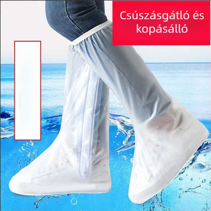 Vízálló esőcipővédők, csúszásmentesek, vastagított és kopásálló kialakítású, uniszex, magas szárú kültéri esőcsizmára