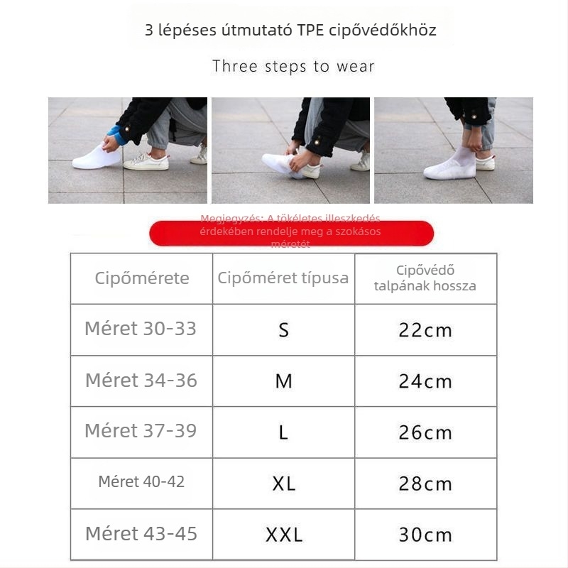 Vastagított szilikon esőcipővédő, csúszásmentes, kopásálló, vízálló, felnőtteknek (férfiak és nők)