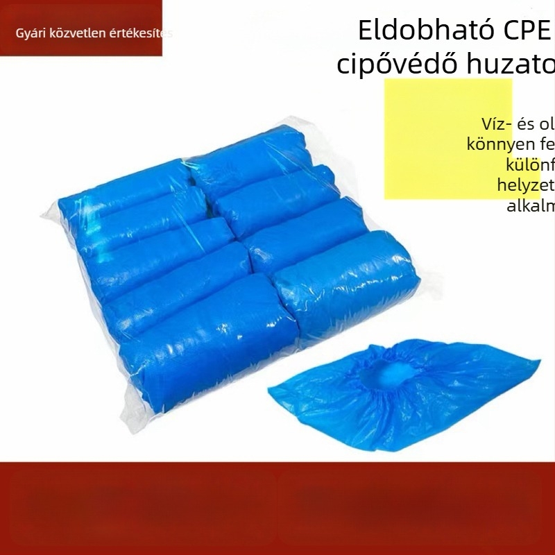 CPE műanyag cipővédők, egyszer használatosak, vastagítottak, vízállóak, kopásállóak, csúszásmentes beltéri használatra