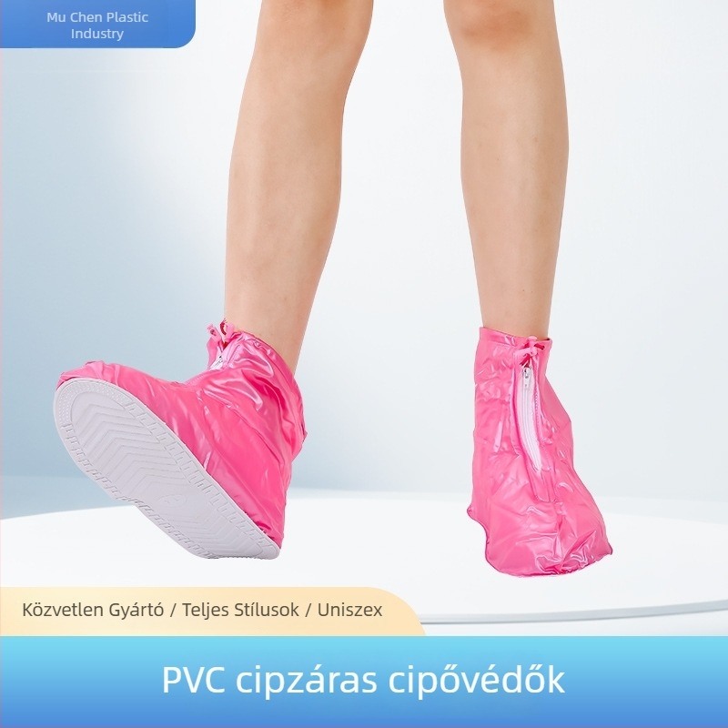 PVC cipővédő cipzárral, esőálló és vízálló, vastagított és kopásálló, újrahasználható férfiaknak és nőknek, kültéri utazási stílus