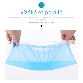 Egyszer használatos cipővédők, vastagítottak, vízállóak, porállóak, csúszásmentesek, CPE-plasztikából, piros, 100 darab