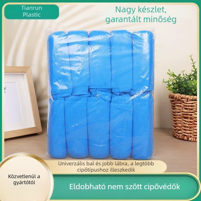 Egyszer használatos cipővédők, vastagítottak, vízállóak, porállóak, csúszásmentesek, CPE-plasztikából, piros, 100 darab