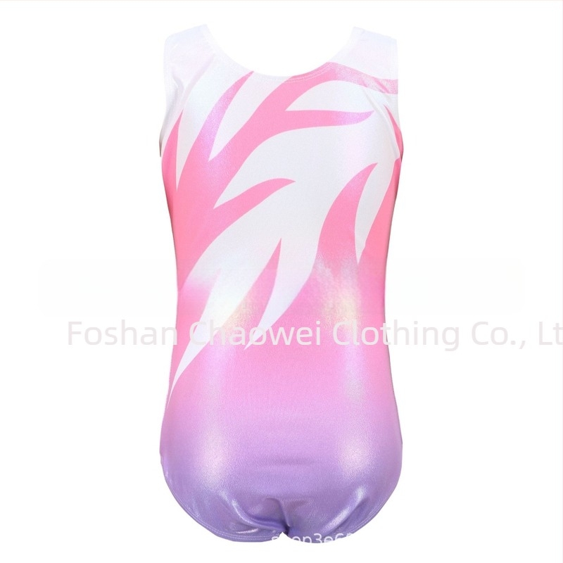 Lányoknak szóló gimnasztika leotard arany fóliás díszítéssel – tánc és előadás, testhez simuló fazon