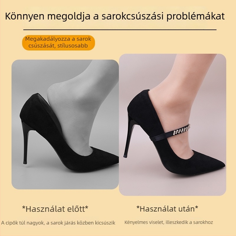 Rugalmas kristályos cipőfűző bokapánttal, megakadályozza a sarkak elcsúszását magas sarkú cipőkhöz