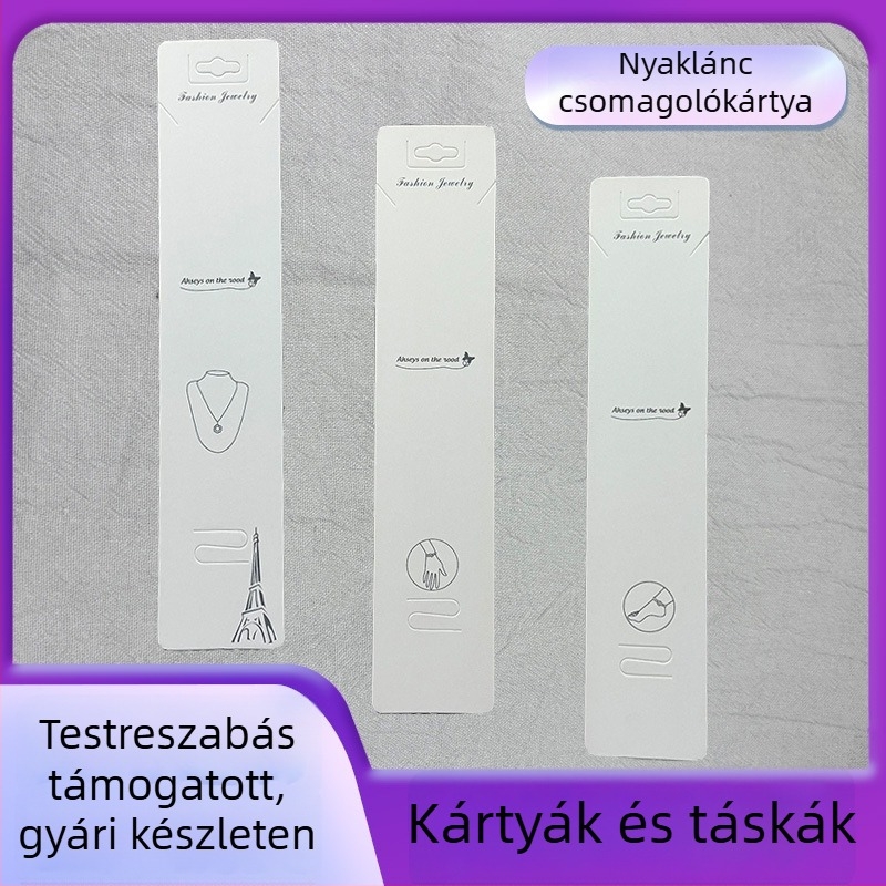Ékszerek csomagoló kártya nyakláncokhoz, medálokhoz, karkötőkhöz és bokaláncokhoz