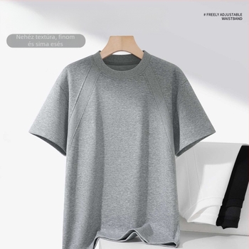 Férfi rövid ujjú pamut póló dekonstrukciós patchwork mintával, nyár, kerek nyakú, szabad szabás