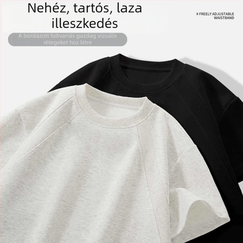 Férfi rövid ujjú pamut póló dekonstrukciós patchwork mintával, nyár, kerek nyakú, szabad szabás