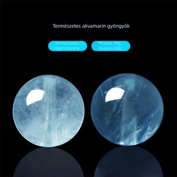 7A Természetes jég-akvamarin laza gyöngyök – DIY kristály gyöngyök, kék kristály, Devil Blue, kerek gyöngyök