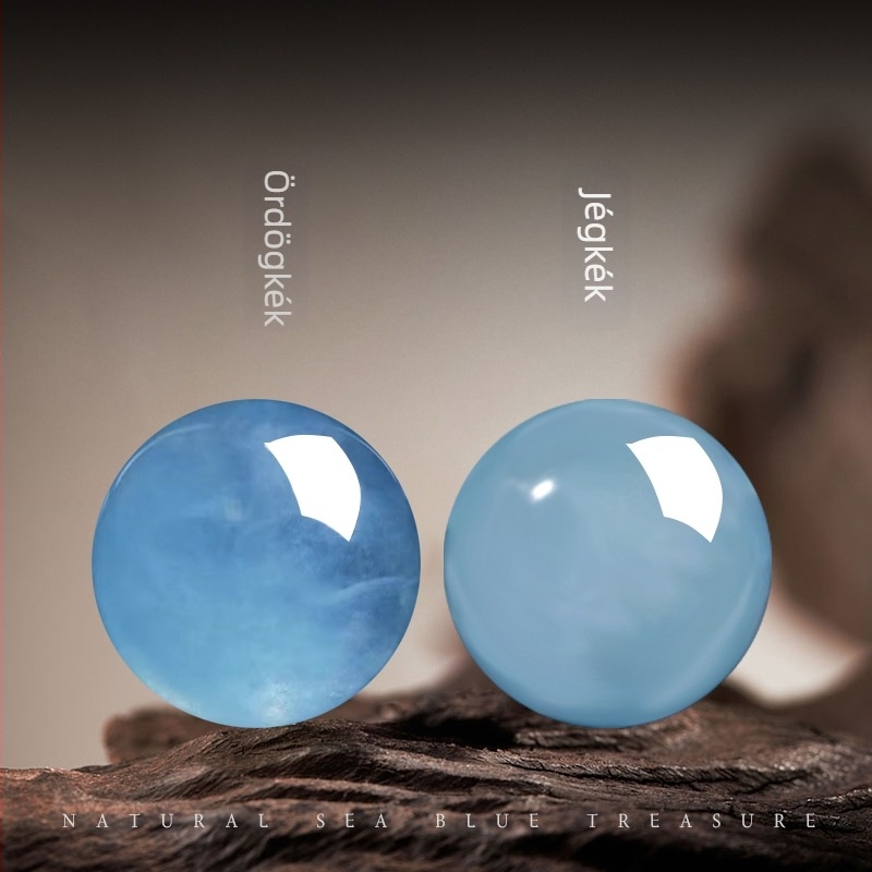 7A Természetes jég-akvamarin laza gyöngyök – DIY kristály gyöngyök, kék kristály, Devil Blue, kerek gyöngyök