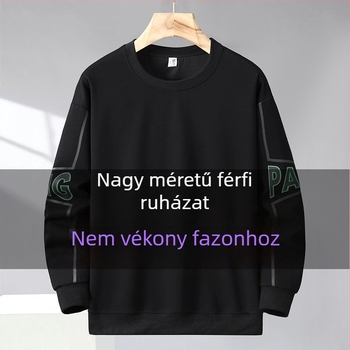 Férfi plusz méretű pulóver, ősz, fekete, amerikai stílus, nehéz, laza szabás