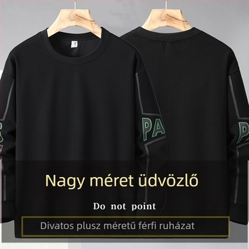 Férfi plusz méretű pulóver, ősz, fekete, amerikai stílus, nehéz, laza szabás