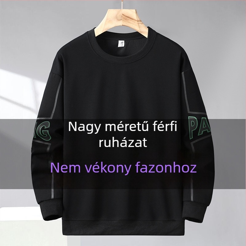 Férfi plusz méretű pulóver, ősz, fekete, amerikai stílus, nehéz, laza szabás