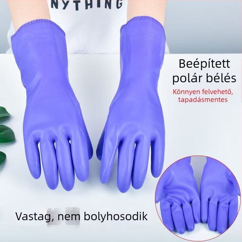 Fleecével bélelt vastag latex kesztyűk konyhai mosogatáshoz, olajálló