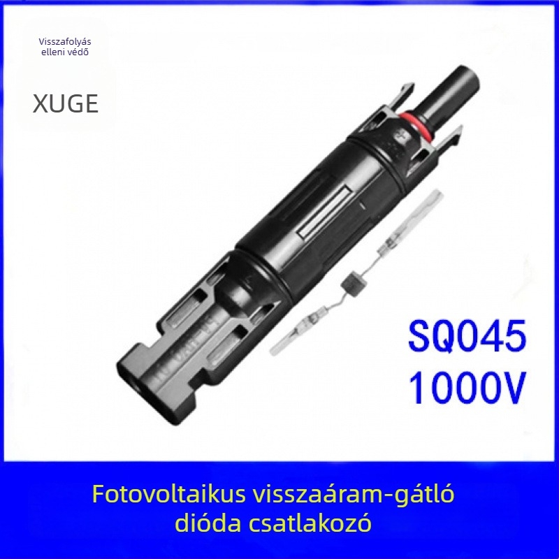 Ntxuge MC4 napelemes csatlakozó fordított polaritású diódával opcióval, 10A/15A, fekete