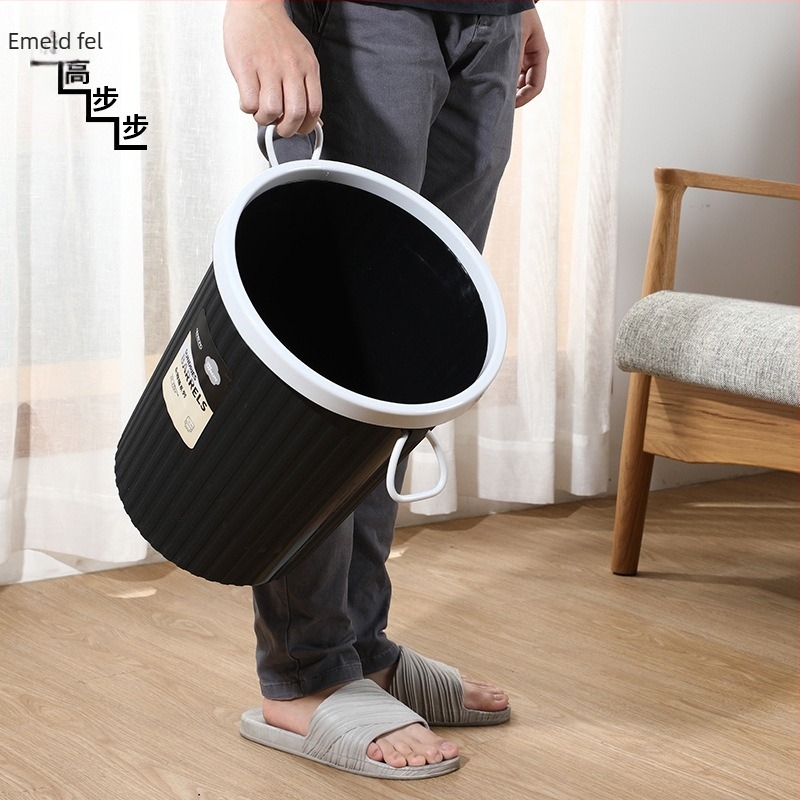 10 L fekete műanyag háztartási kuka – nyitott tetejű, fürdőszoba, konyha, nappali – nyomógyűrűs kialakítás