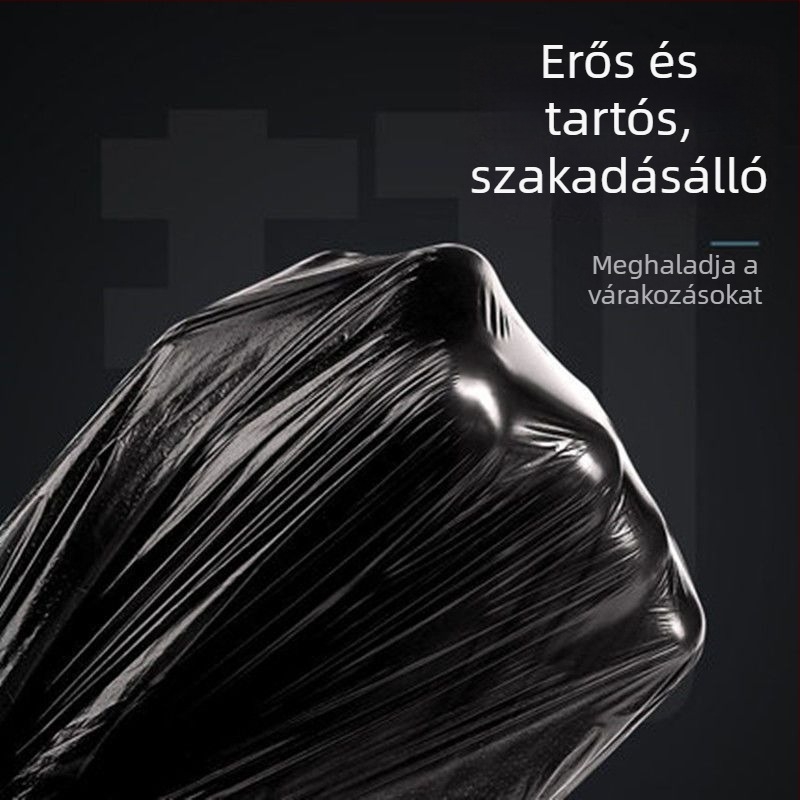 Hulladékzsákok mellény-stílusban, vastagított kivitel, fekete, kis méret, háztartási célokra, egyszer használatos konyhai műanyag zacskók
