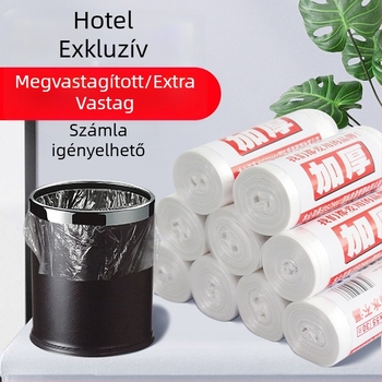 Egyszer használatos, vastagított fehér szemeteszsákok, kis méret, szállodai szobákhoz és otthoni használatra, tartósak