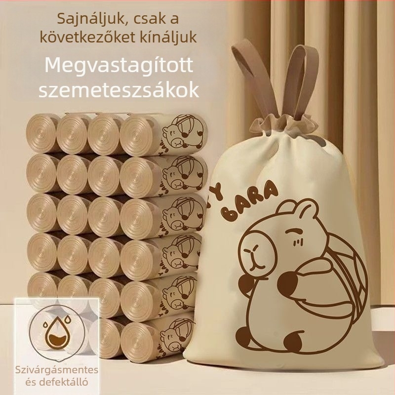 Szemeteszsákok húzózsinóros és automatikus zárással, karikatúra nyomtatással, egyszer használatos műanyag zacskók otthonra, a konyhába és kollégiumba