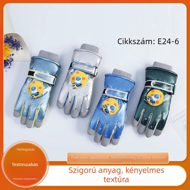 Gyerekeknek téli kesztyű fleece béléssel, vastag és meleg síeléshez és kerékpározáshoz