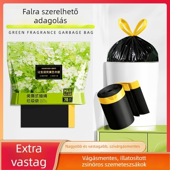 Xiangyeer vastagított fekete szemeteszsákok kötőzsinórral, háztartási konyhai használatra