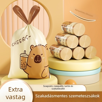 Rajzfilm mintás szemeteszsák kötőzsinórral, háztartási használatra, ultranagy vastagságú műanyag, automatikus zárás