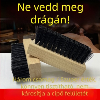 Tömörfa cipőtisztító kefe lágy sörtékkel és fa fogantyúval – gyengéd a cipőkhoz, kiváló minőségű multifunkcionális ápoló ecset