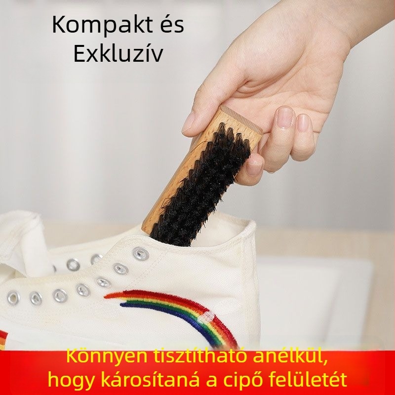 Tömörfa cipőtisztító kefe lágy sörtékkel és fa fogantyúval – gyengéd a cipőkhoz, kiváló minőségű multifunkcionális ápoló ecset