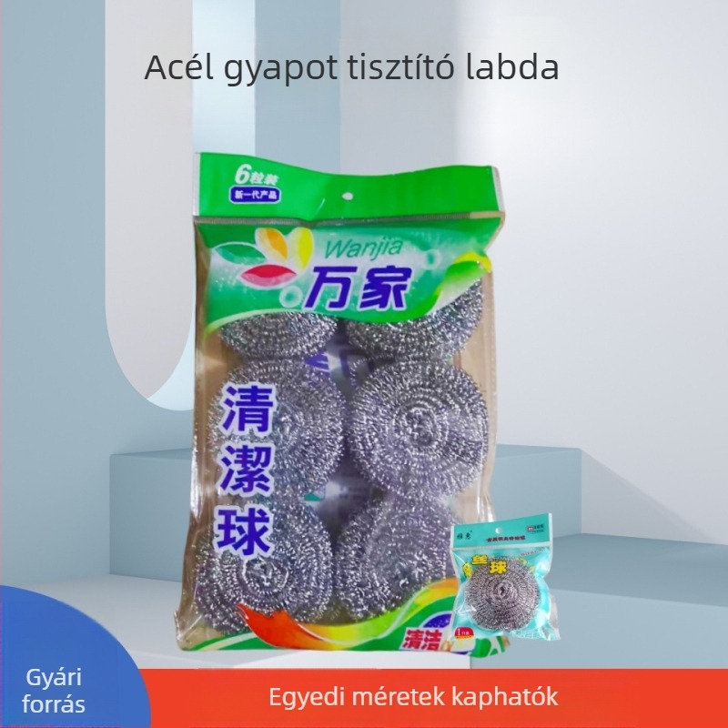 Wanjia 6 darab rozsdamentes acélhuzalos tisztítógolya a konyhához, 410-es acél