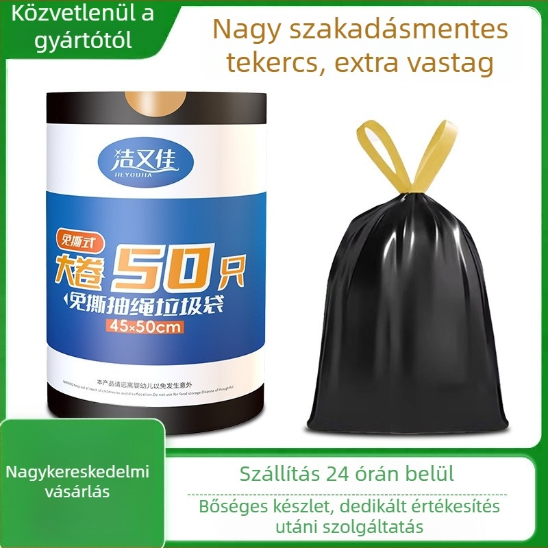 Vastagított, illatosított felhúzós szemeteszsákok, egyszer használatosak, irodába, otthonra és a konyhába, nagy tekercsben