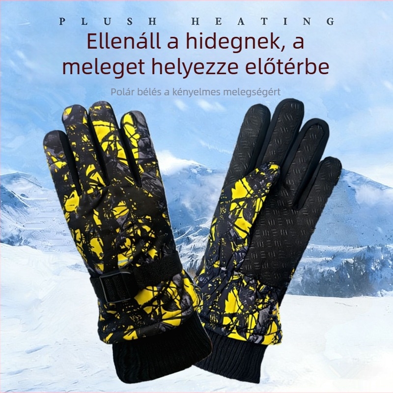 7–13 éves gyerekek síkesztyűi, pamut bélés, vastag, meleg, csúszásmentes