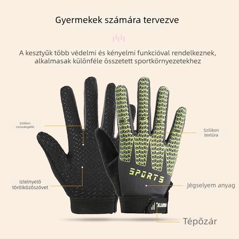Gyermekek nyári vékony kerékpáros kesztyűk kültéri edzéshez, uniszex, csúszásmentes