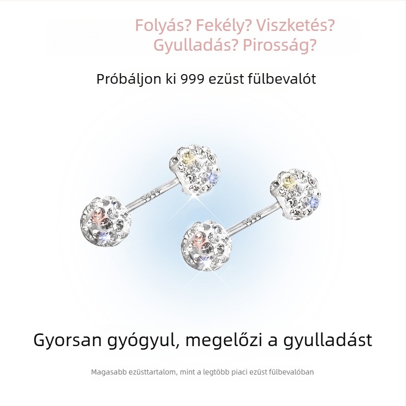 S999 Sterling ezüst női fülbevalók tű formájú, könnyű lux