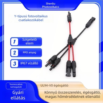 Y-típusú napelem kábel 2-az-1-ben és 3-az-1-ben csatlakozókkal