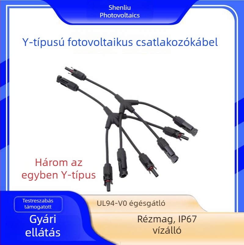 Y-típusú napelem kábel 2-az-1-ben és 3-az-1-ben csatlakozókkal