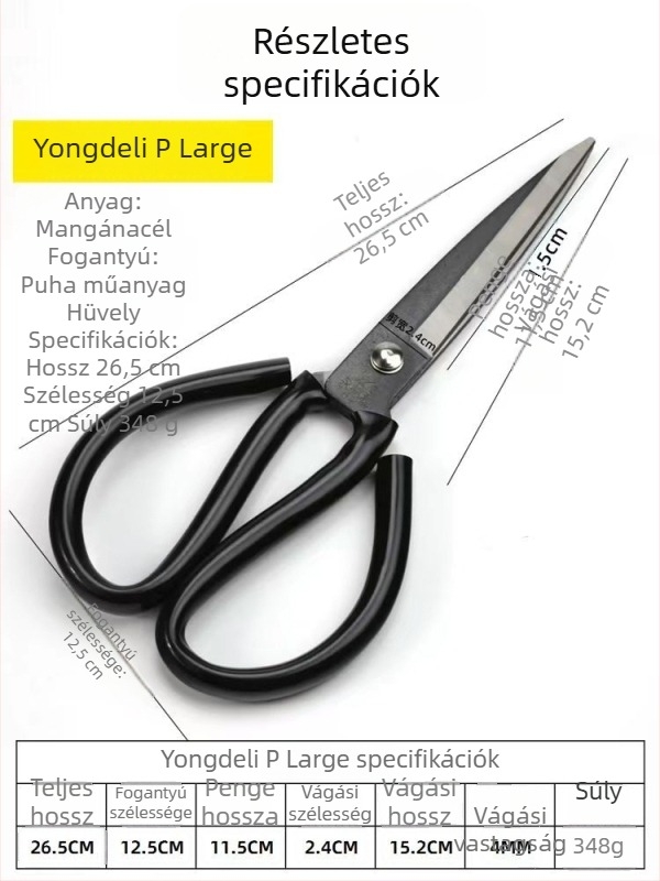 Yongdeli bőr vágóolló, nagy méretű, nehéz kivitelű olló bőrvarráshoz, háztartási és ipari használatra, PD sorozat, 100 mm nyitás, 4 mm vastagság