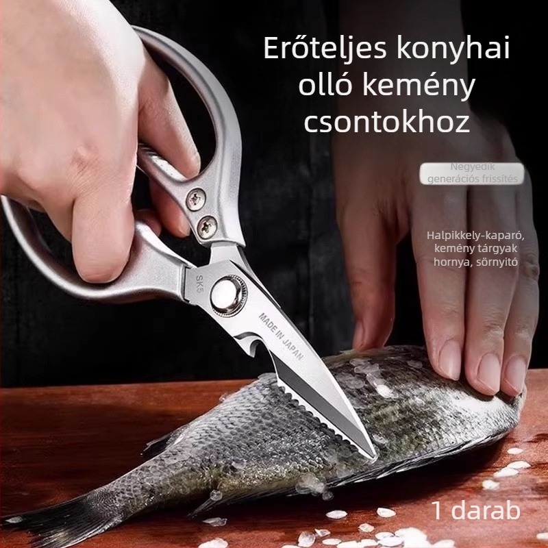 Rozsdamentes acélból készült nagy teherbírású konyhai olló grillhez, halhoz, húsokhoz és csontokhoz