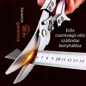 Rozsdamentes acélból készült, erős csontvágó olló, multifunkcionális konyhai olló hal és tengeri ételekhez