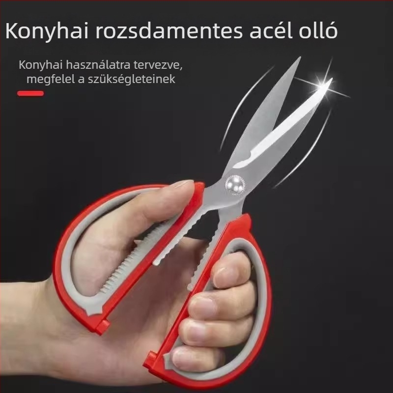 Nemesacél háztartási olló, nagy méretű, többfunkciós olló konyhához, varráshoz, irodába és kézművességhez.