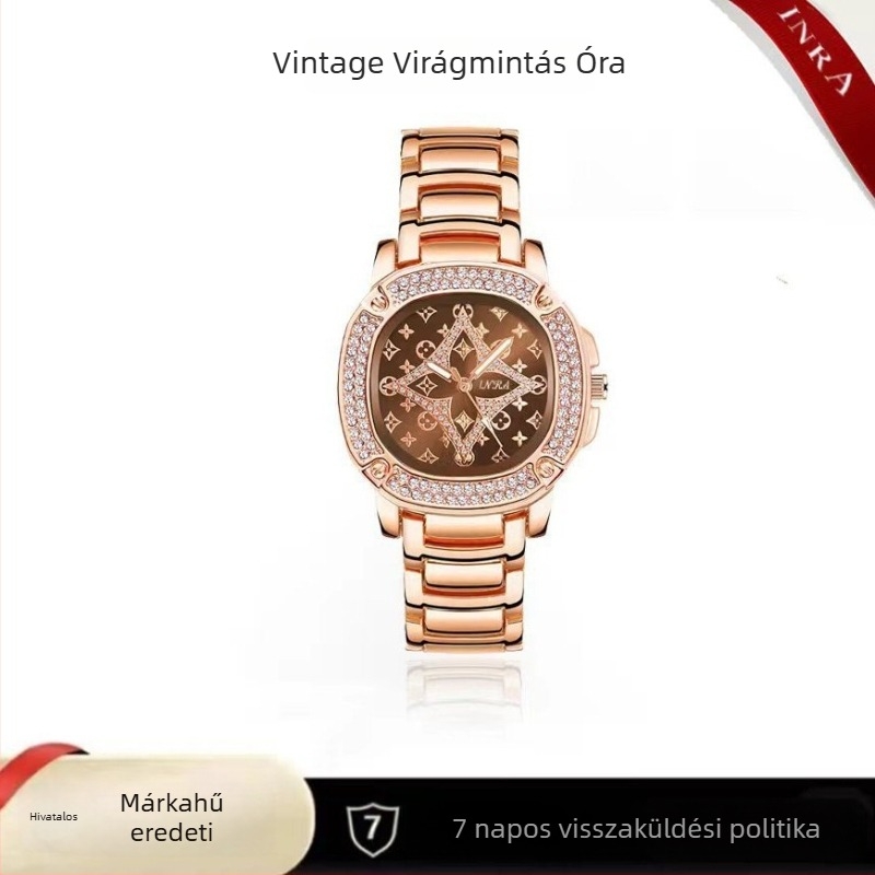 Női klasszikus retro karóra négylevelű lóhere motívummal — könnyed luxus, sokoldalú divat, minimalista dizájn, magas minőség.