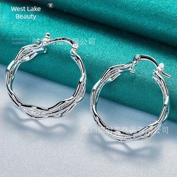West Lake Beauty Geometriai matt ezüst három karika fülbevalók nőknek