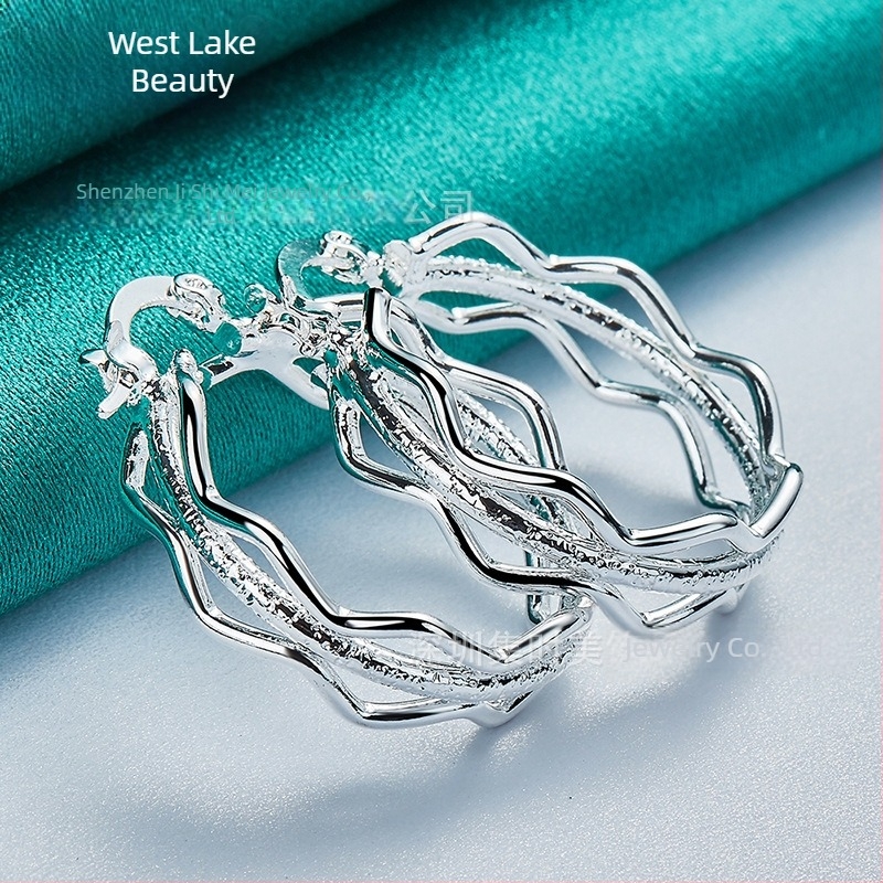 West Lake Beauty Geometriai matt ezüst három karika fülbevalók nőknek