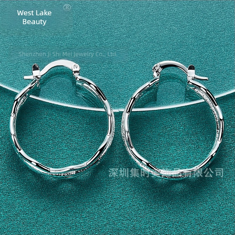 West Lake Beauty Geometriai matt ezüst három karika fülbevalók nőknek