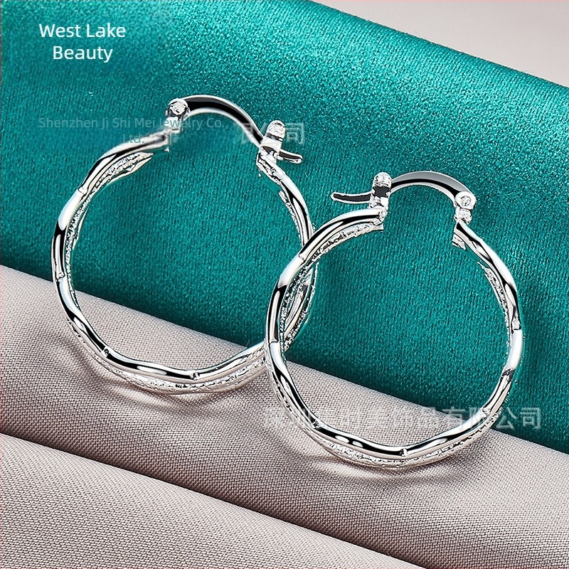 West Lake Beauty Geometriai matt ezüst három karika fülbevalók nőknek