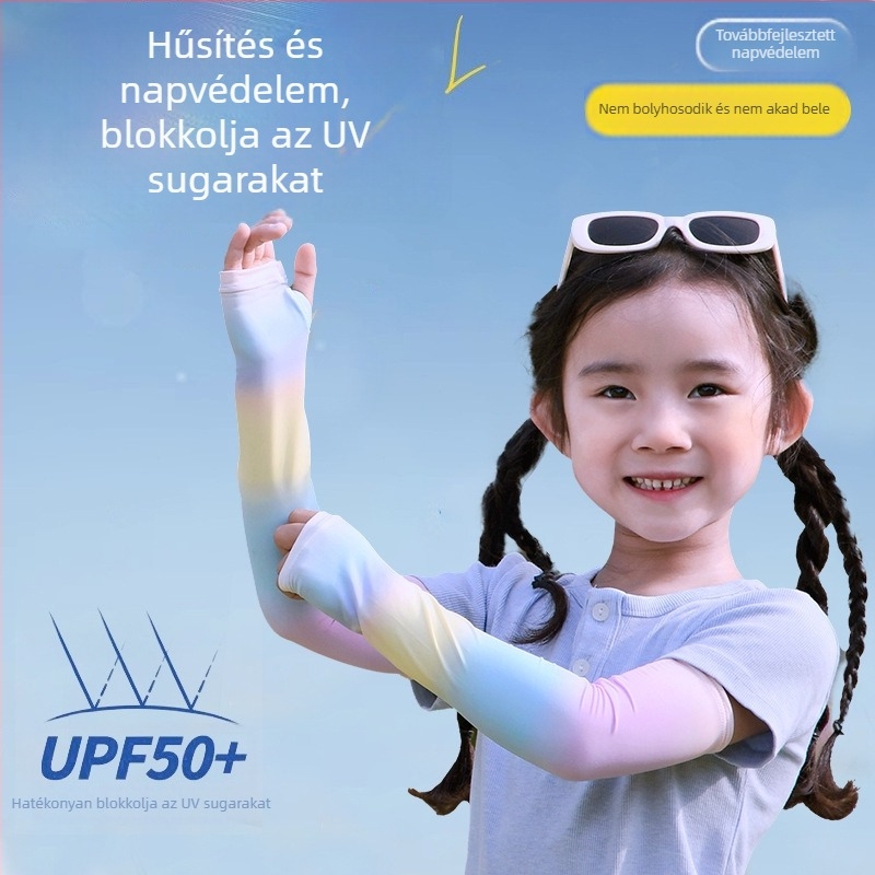 Gyerekek UV-védelmes jég-selyem karvédők, nyár 2025