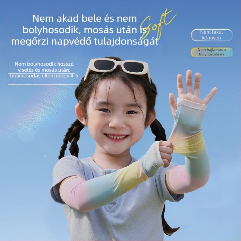 Gyerekek UV-védelmes jég-selyem karvédők, nyár 2025